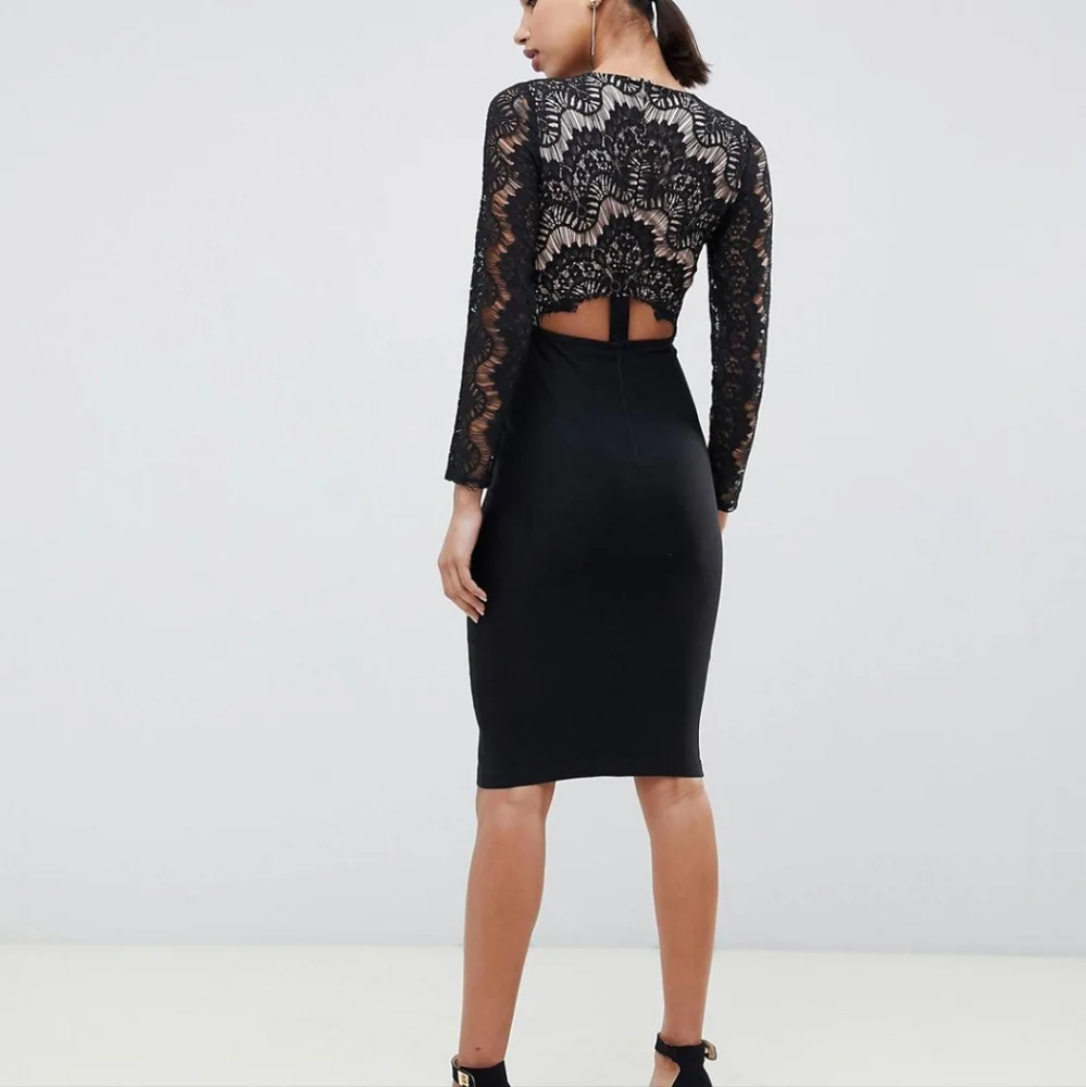 London Limited Edition V-Neck Bodycon Midi Dress Scalloped Lace Motoboho GODDESS - Picture 11 of 16